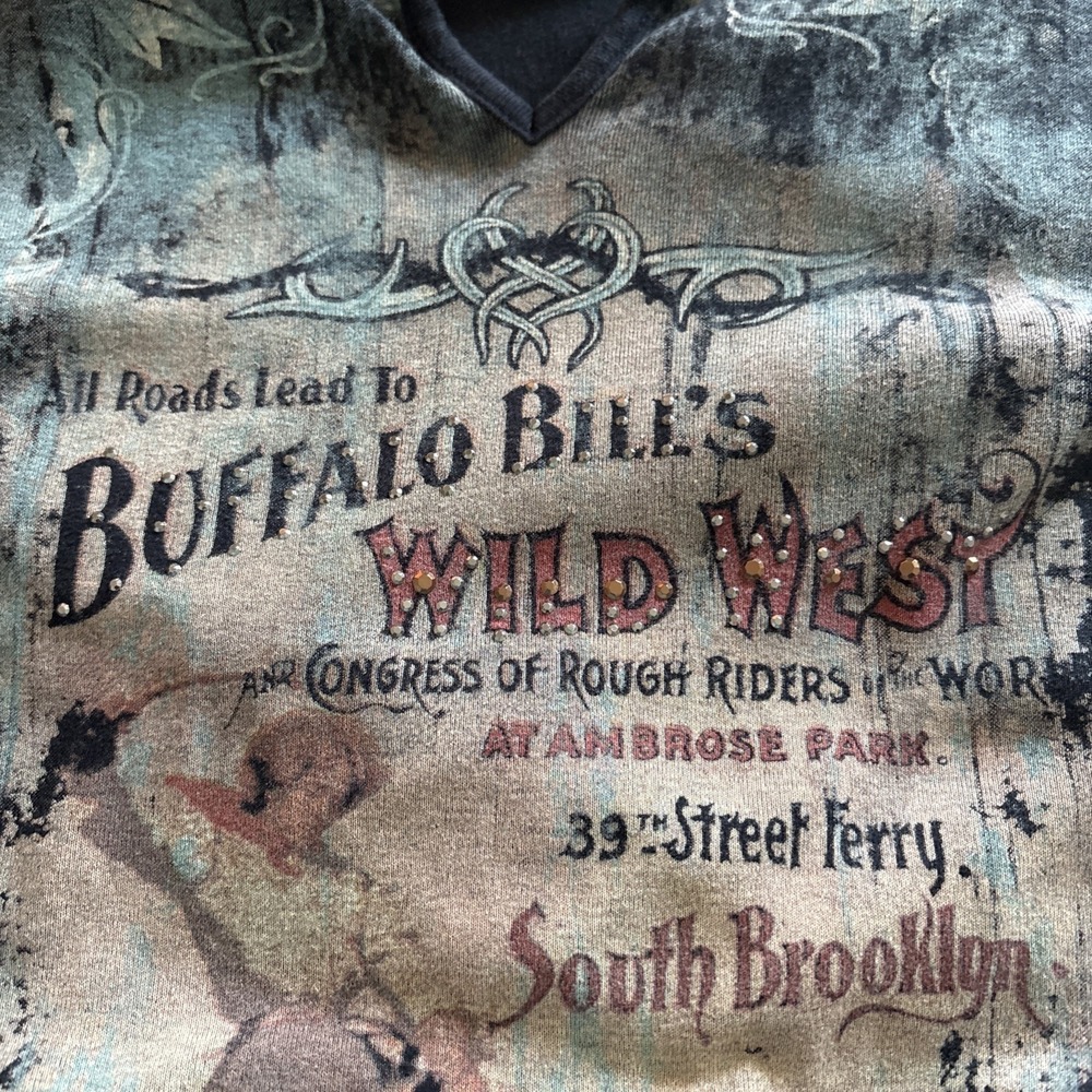 Vintage Mona Lisa Buffalo Bill's Wild West Women's XL Shirt USA Bling Western - Picture 16 of 16